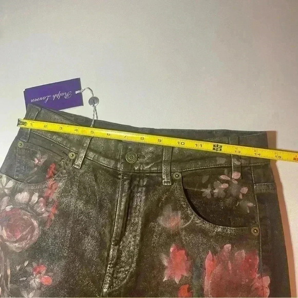 Ralph Lauren Collection Hand Painted Floral Metallic Straight Bootcut Jeans 29 - Picture 7 of 16